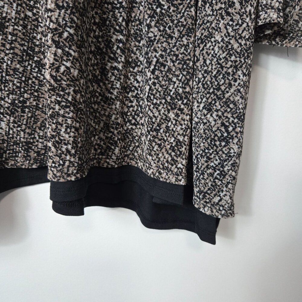 Catherines Size 2X Layered 3/4 Sleeve V-Neck Blouse Top Black Brown Women's - Picture 3 of 13